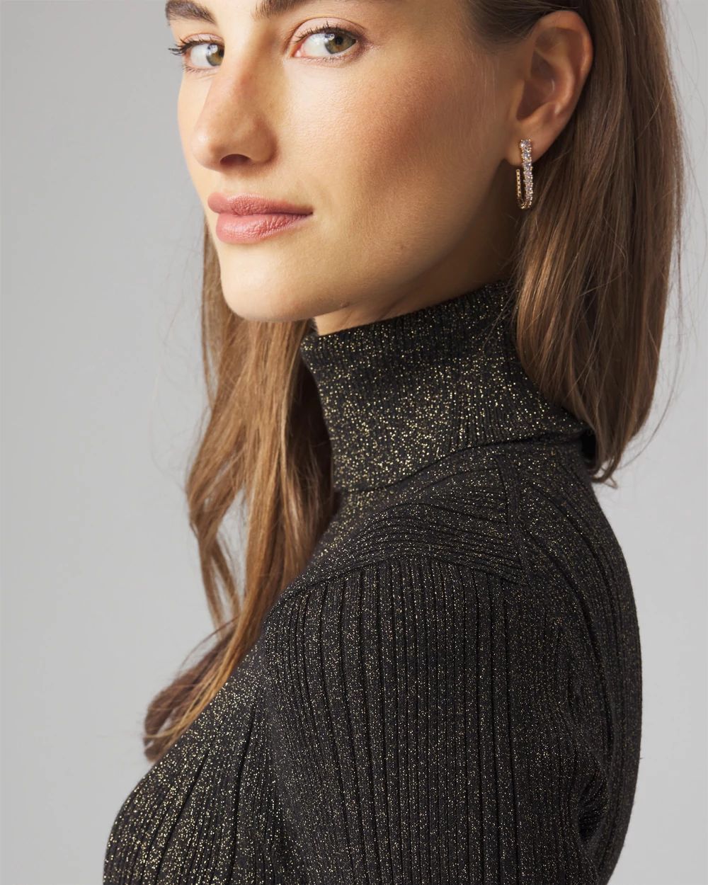 Ribbed Lurex Turtleneck Sweater | White House Black Market Ribbed Lurex Turtleneck Sweater | White House Black Market